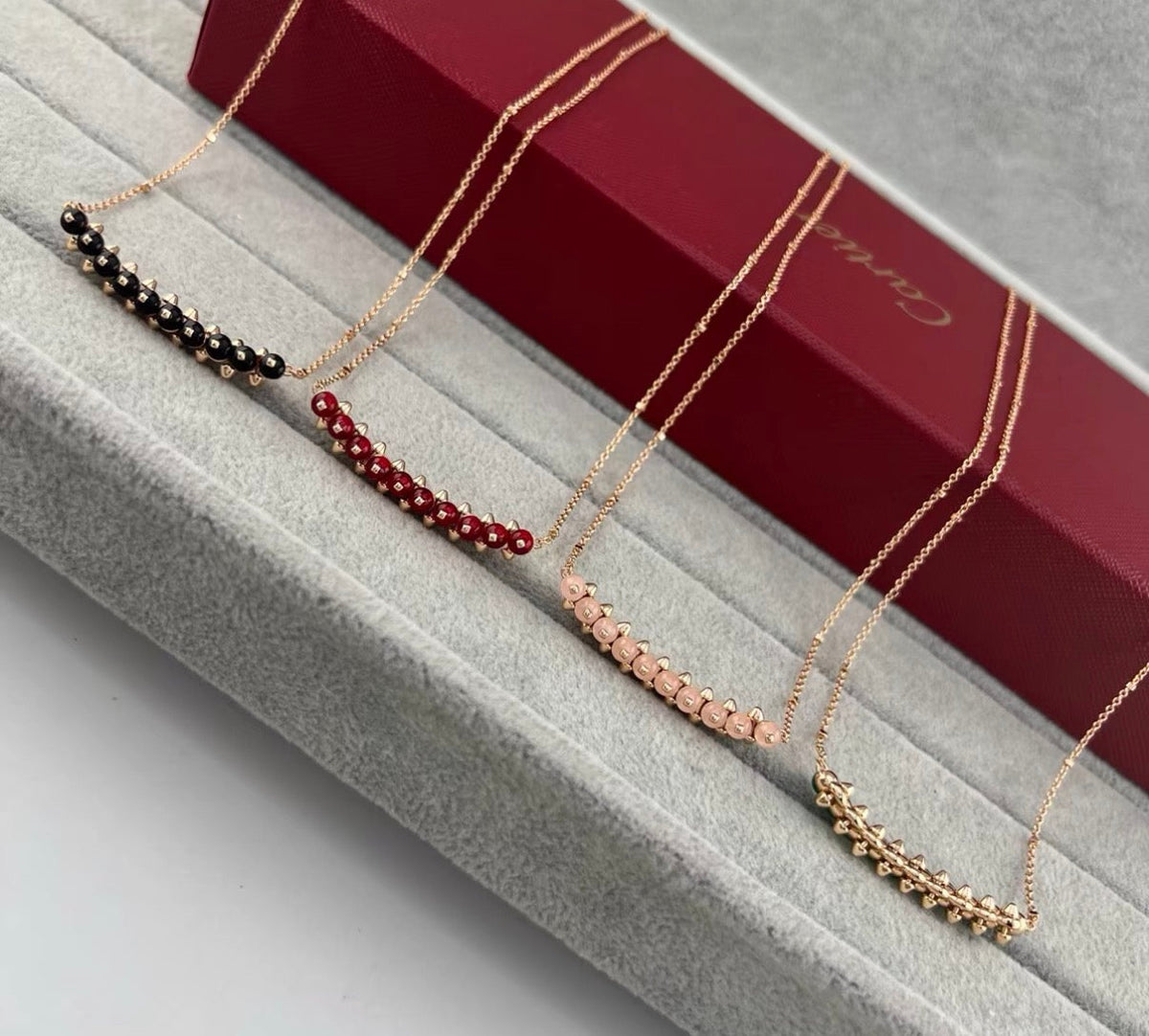 [Elowen jewelsry]クラッシュ コレクション アゲート カルセドニー スタッド ネックレス