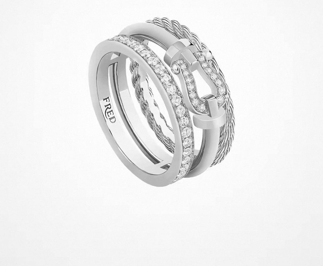 [Elowen jewelsry]FORCE 10 RISE SERIES LARGE-SIZED 18K GOLD HALF-SET DIAMOND RING