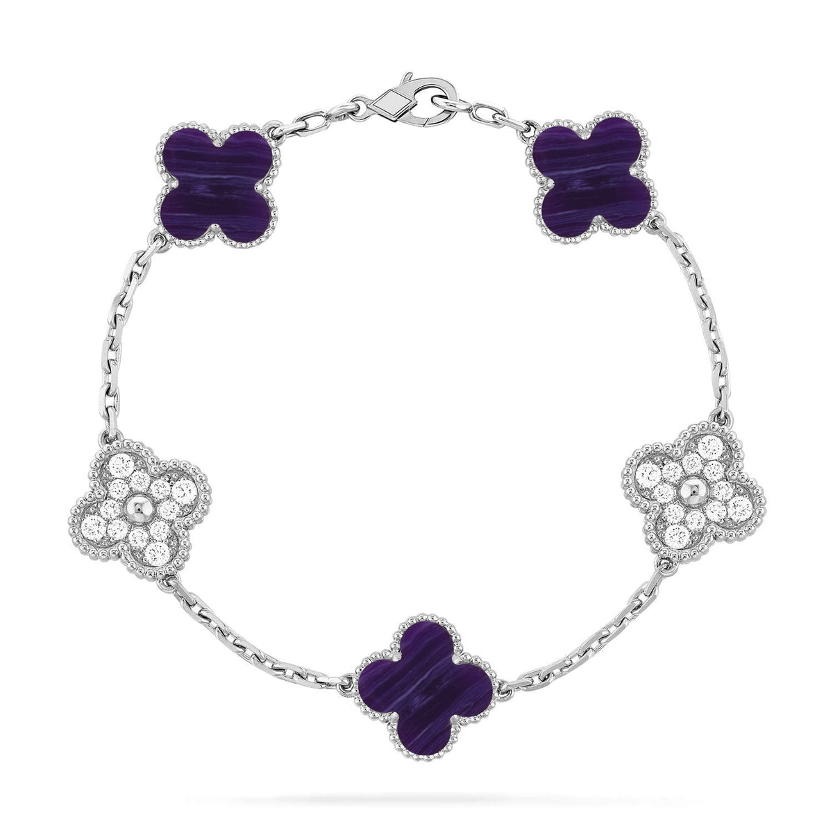 [Elowen Schmuck] CLOVER 5 MOTIF ARMBAND KOLLEKTION LILA STREIFEN