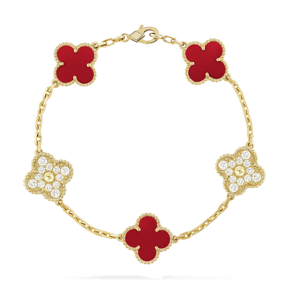 [Elowen jewelsry ] CLOVER 5 MOTIF RED CORNELIAN BRACELET COLLECTION