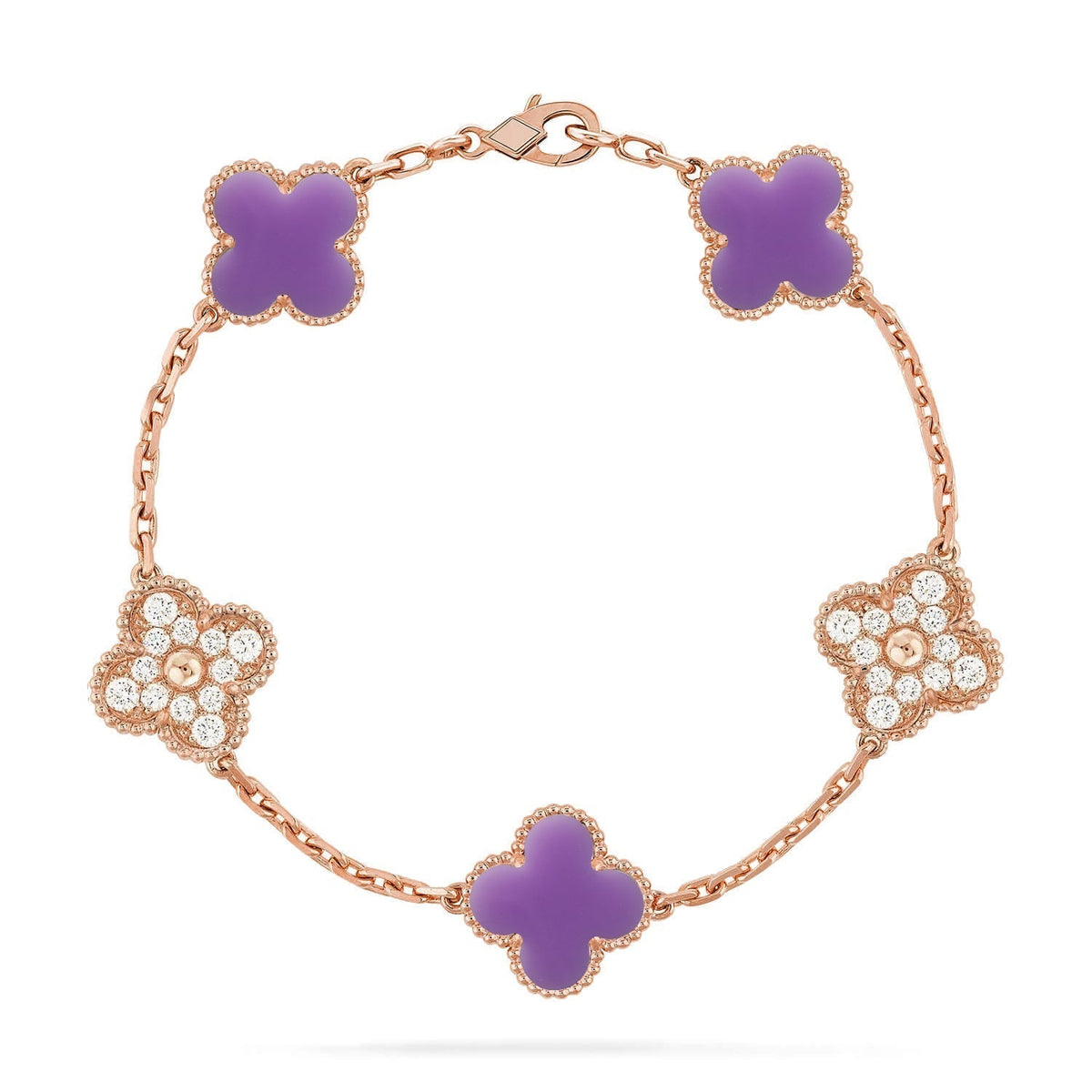 [Elowen jewelry] クローバー 5モチーフ ライトパープル ブレスレット コレクション