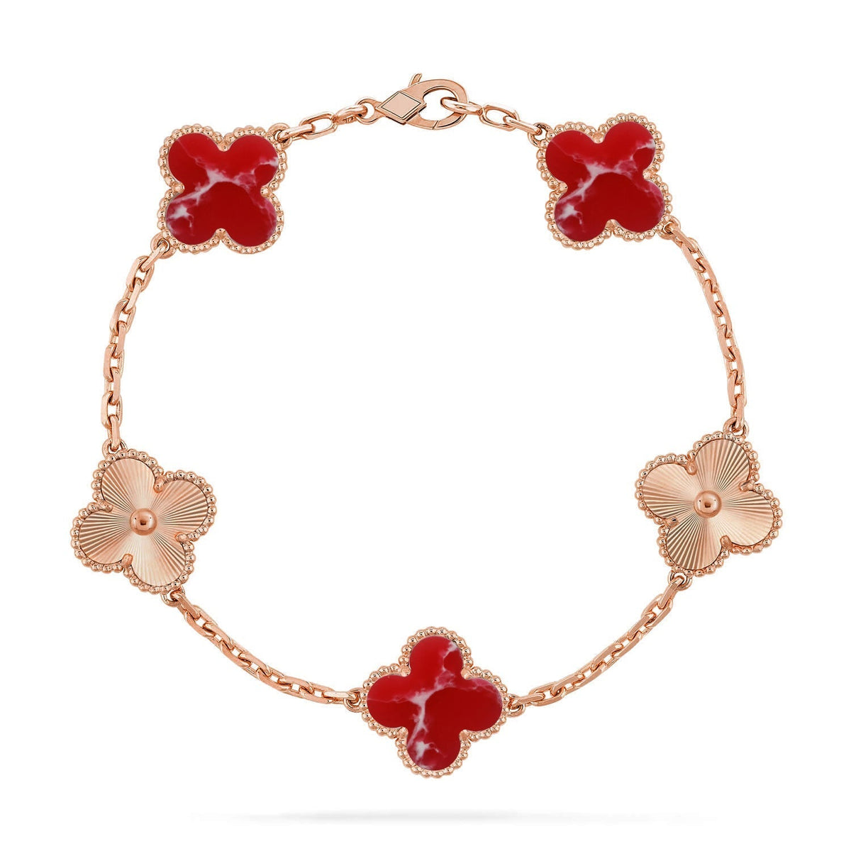 [Elowen jewelry] クローバー 5モチーフ レッドパターン ブレスレットコレクション
