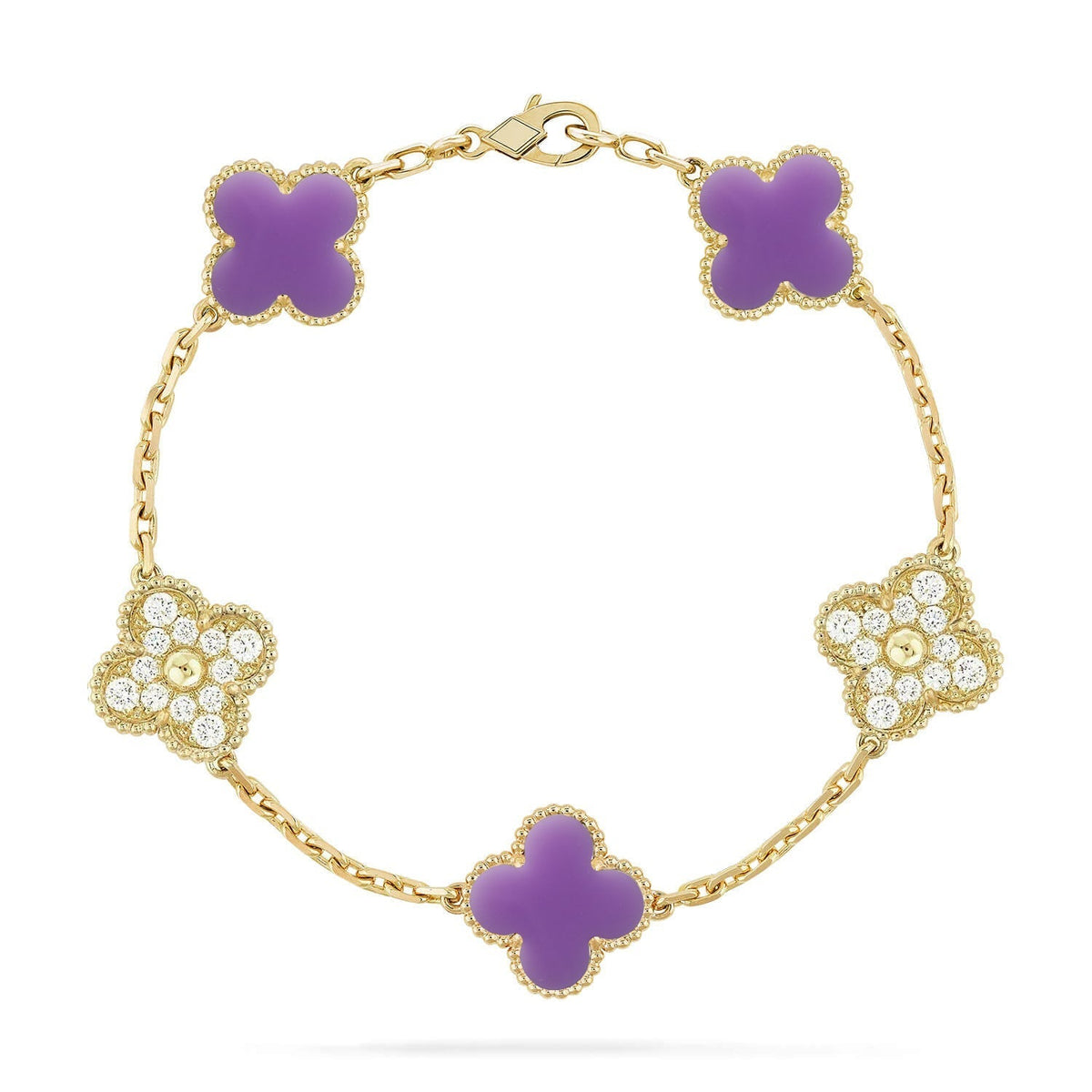 [Elowen jewelry] クローバー 5モチーフ ライトパープル ブレスレット コレクション
