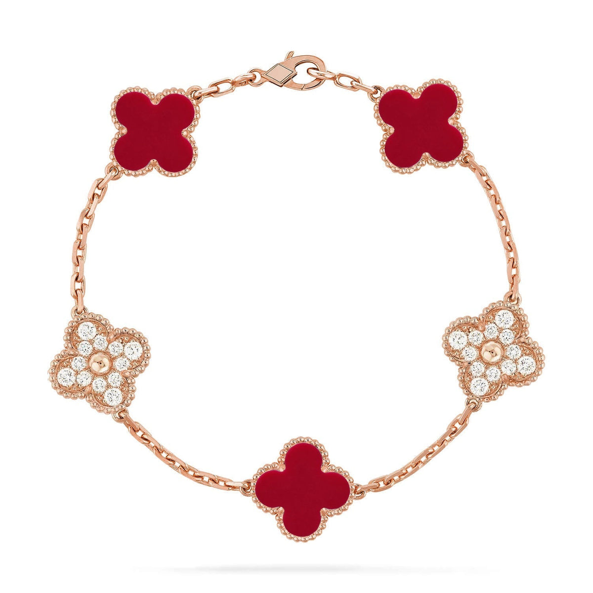 [Elowen jewelsry ] CLOVER 5 MOTIF RED CORNELIAN BRACELET COLLECTION