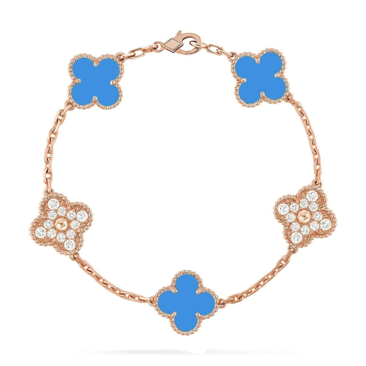 [Elowen Schmuck] CLOVER 5-MOTIV ARMBAND KOLLEKTION AUS BLAUEM ACHAT