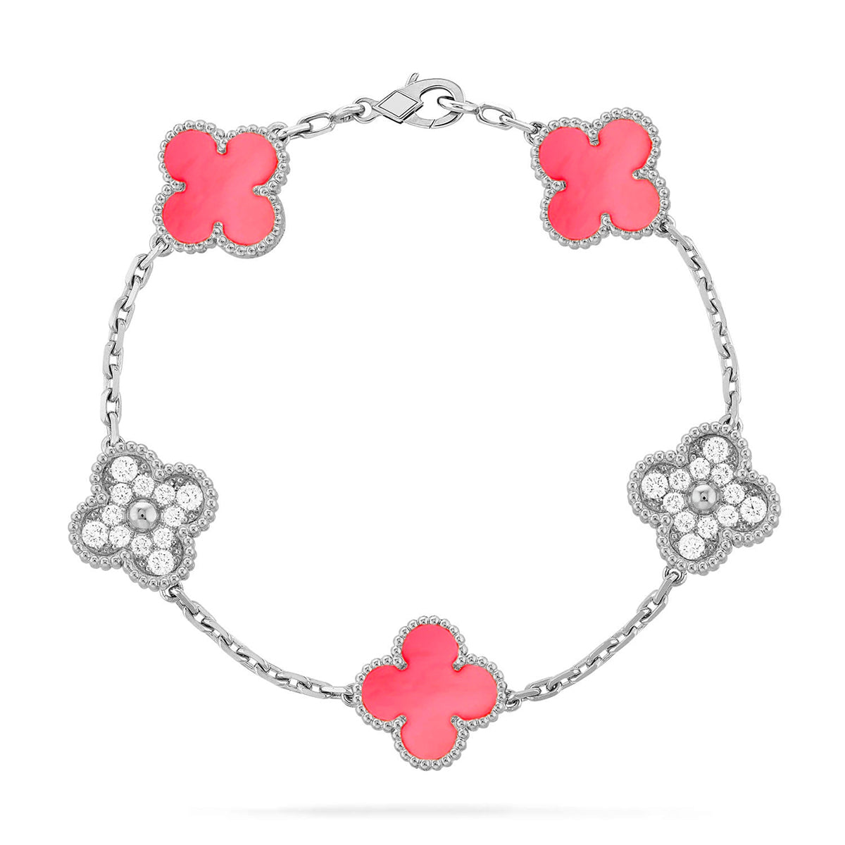 {
  "Elowen jewelsry": "Elowen ジュエリー",
  "CLOVER 5 MOTIFS  PINK MOP BRACELET COLLECTION": "クローバー 5モチーフ ピンクマザーオブパール ブレスレットコレクション"
}