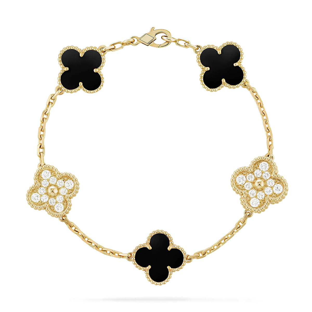 [Elowen Schmuck] CLOVER 5-MOTIV ONYX ARMBAND KOLLEKTION