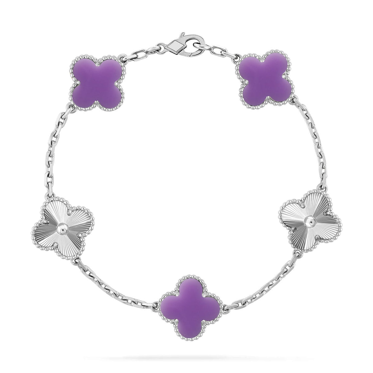 [Elowen jewelry] クローバー 5モチーフ ライトパープル ブレスレット コレクション