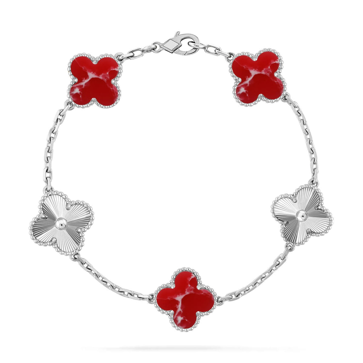 [Elowen jewelry] クローバー 5モチーフ レッドパターン ブレスレットコレクション