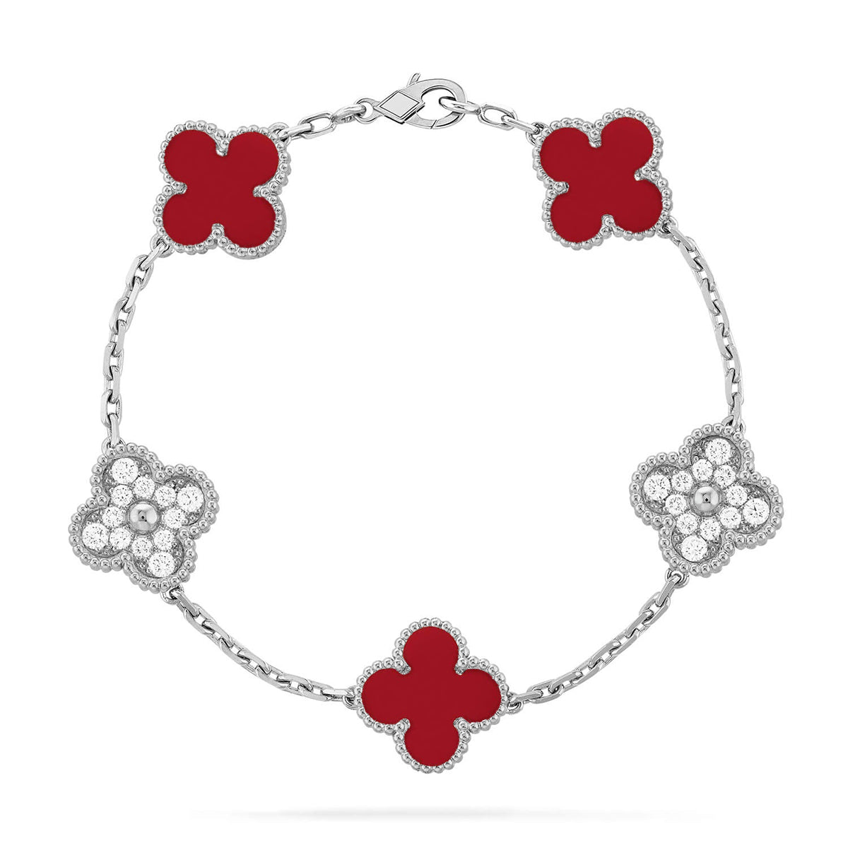 [Elowen jewelsry ] CLOVER 5 MOTIF RED CORNELIAN BRACELET COLLECTION