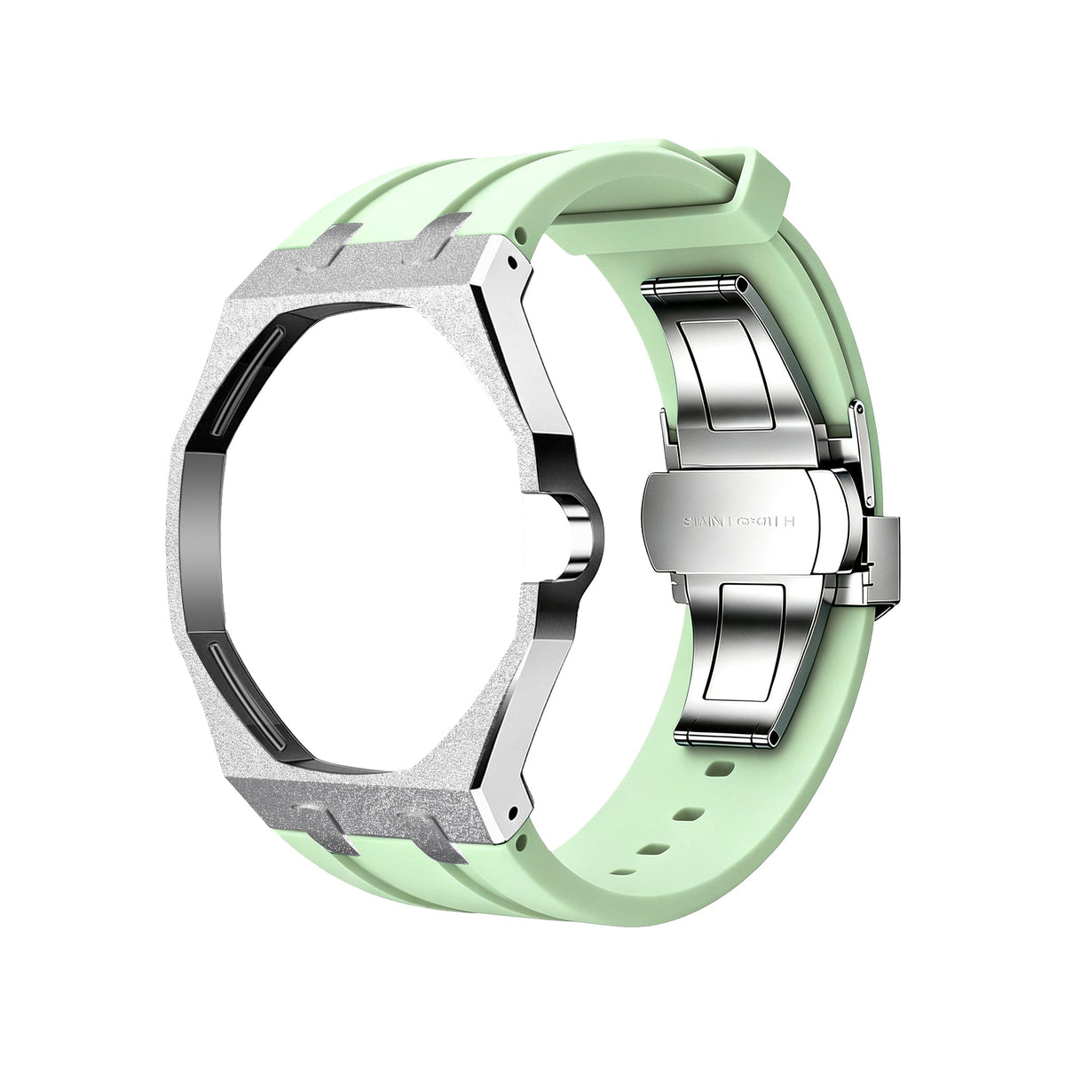 Exclusive Royal Oak Pop model, steel frosted gold case with a silicone strap