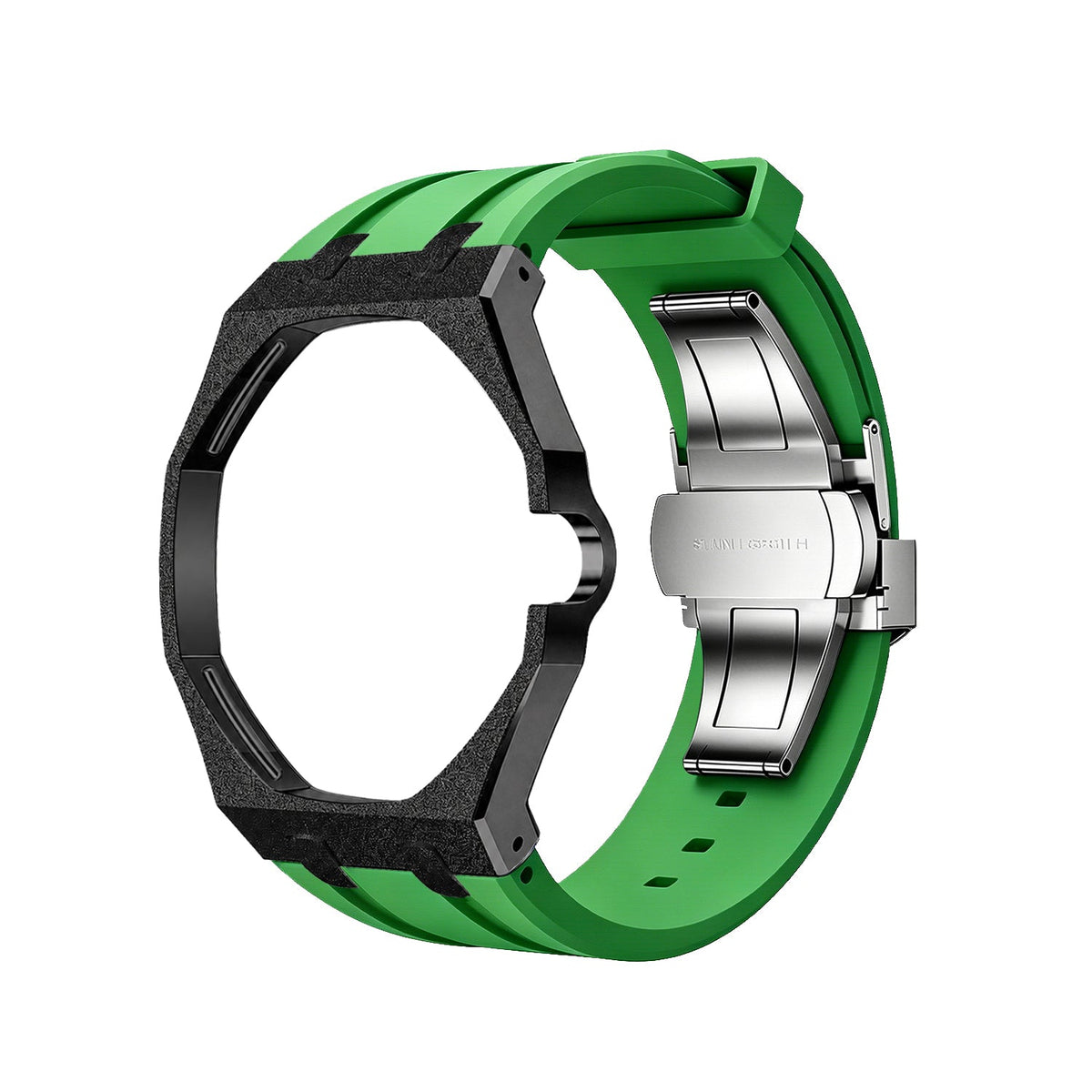 Exclusive Royal Oak Pop model, steel frosted gold case with a silicone strap
