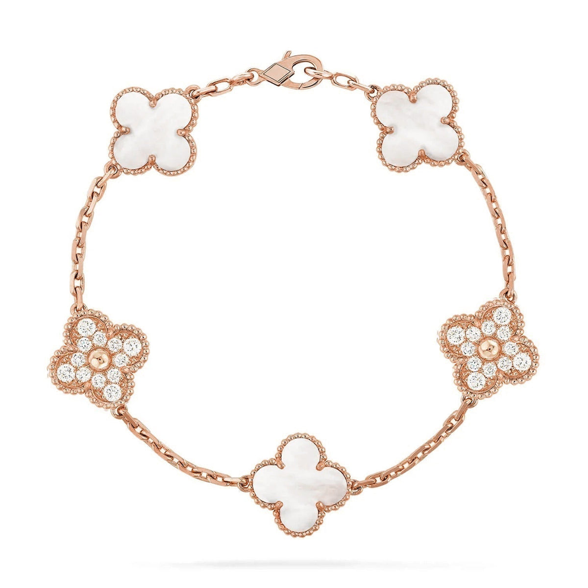 {
  "Elowen jewelsry": "Elowen Schmuck",
  "CLOVER WHITE PEARL MOP 5 MOTIF BRACELET COLLECTION": "KLEEBLATT WEISSE PERLMUTT 5-MOTIV ARMBAND KOLLEKTION"
}