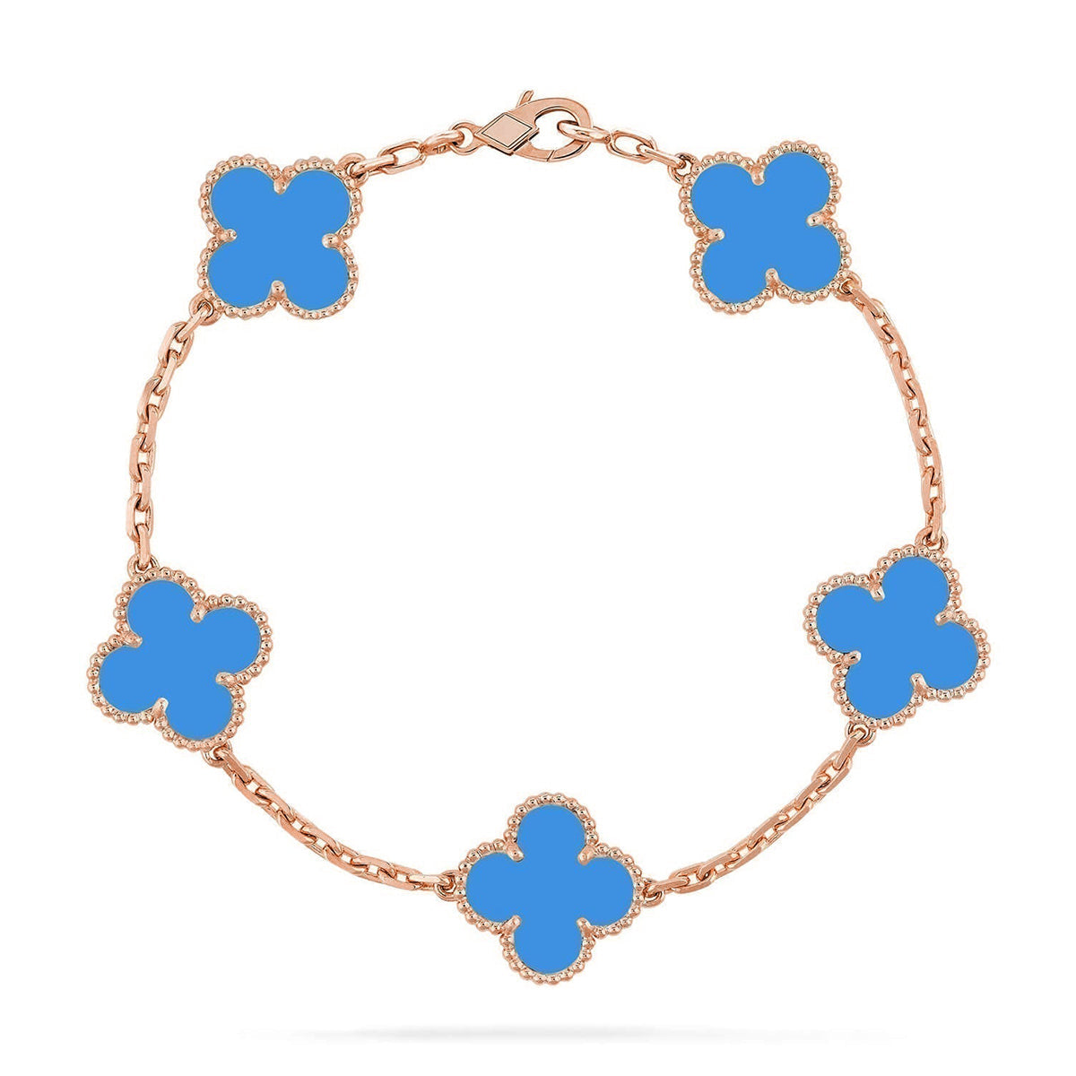 [Elowen Schmuck] CLOVER 5-MOTIV ARMBAND KOLLEKTION AUS BLAUEM ACHAT