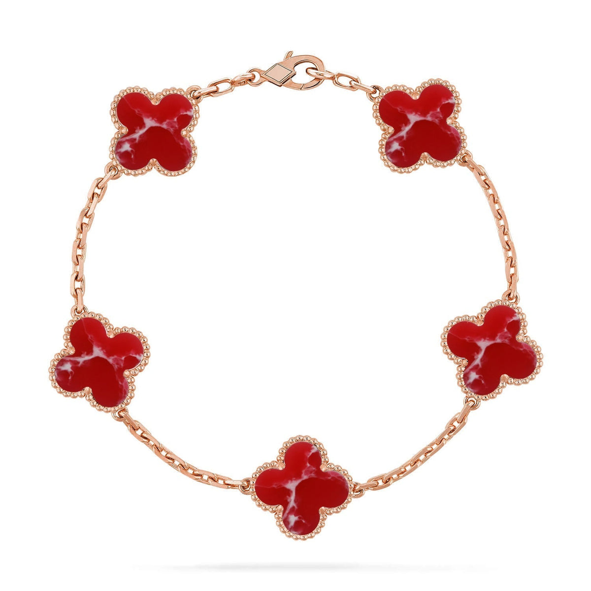 [Elowen jewelry] クローバー 5モチーフ レッドパターン ブレスレットコレクション
