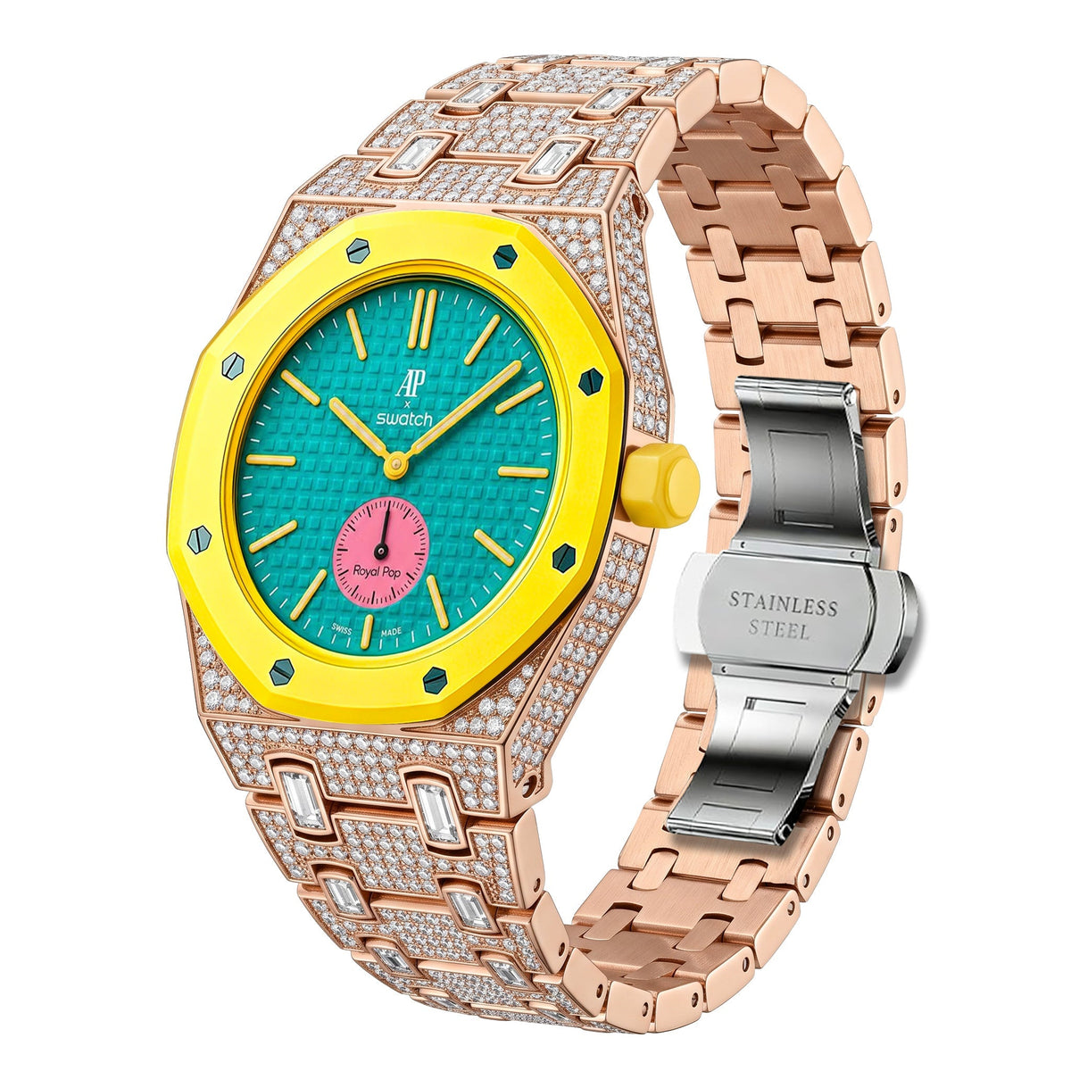 Royal Oak Pop Exklusiv Gehäuse aus Biokeramik & Armband aus Biokeramik voll besetzt mit Diamanten
