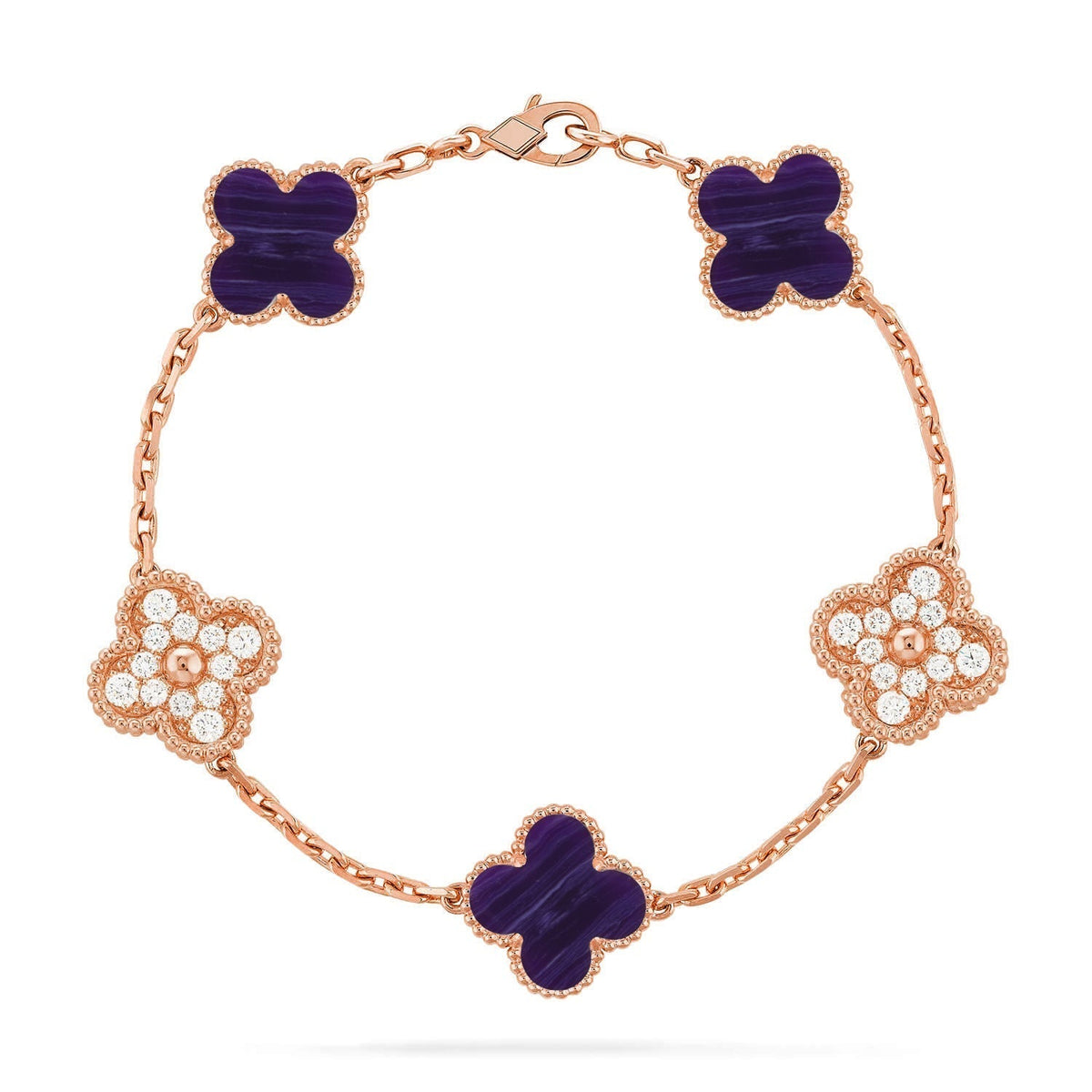[Elowen Schmuck] CLOVER 5 MOTIF ARMBAND KOLLEKTION LILA STREIFEN