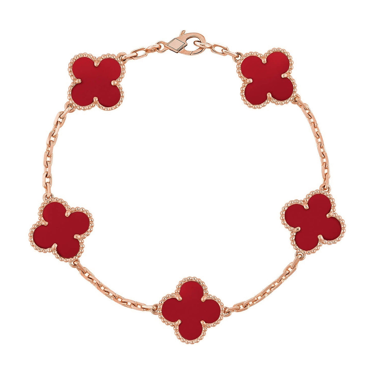 [Elowen jewelsry ] CLOVER 5 MOTIF RED CORNELIAN BRACELET COLLECTION