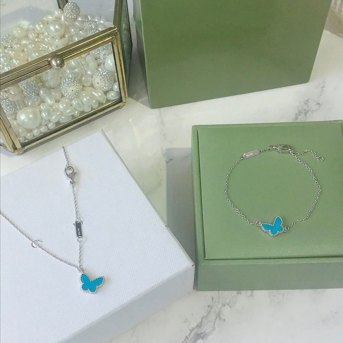 [Elowen jewelsry ]BUTTERFLY TURQUOISE BUTTERFLY BRACELET SILVER