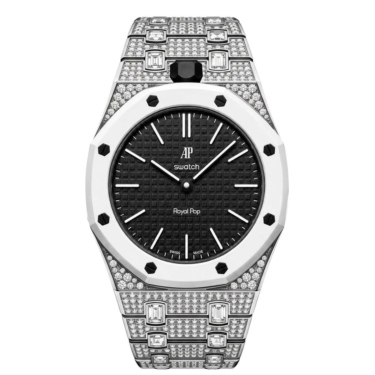 Royal Oak Pop Exklusiv Gehäuse aus Biokeramik & Armband aus Biokeramik voll besetzt mit Diamanten