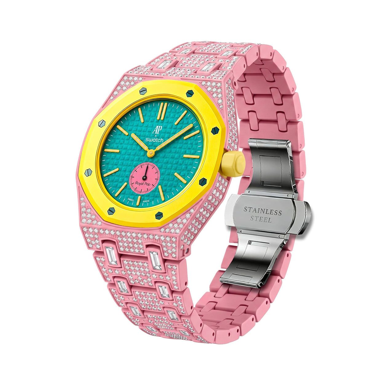 Royal Oak Pop Exklusiv Gehäuse aus Biokeramik & Armband aus Biokeramik voll besetzt mit Diamanten