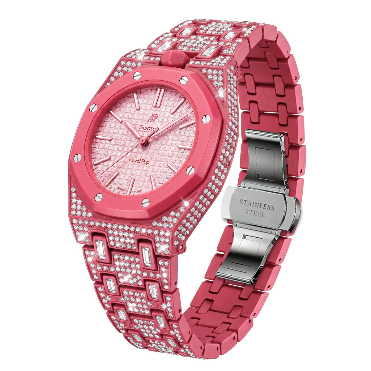 Royal Oak Pop Exklusiv Gehäuse aus Biokeramik & Armband aus Biokeramik voll besetzt mit Diamanten