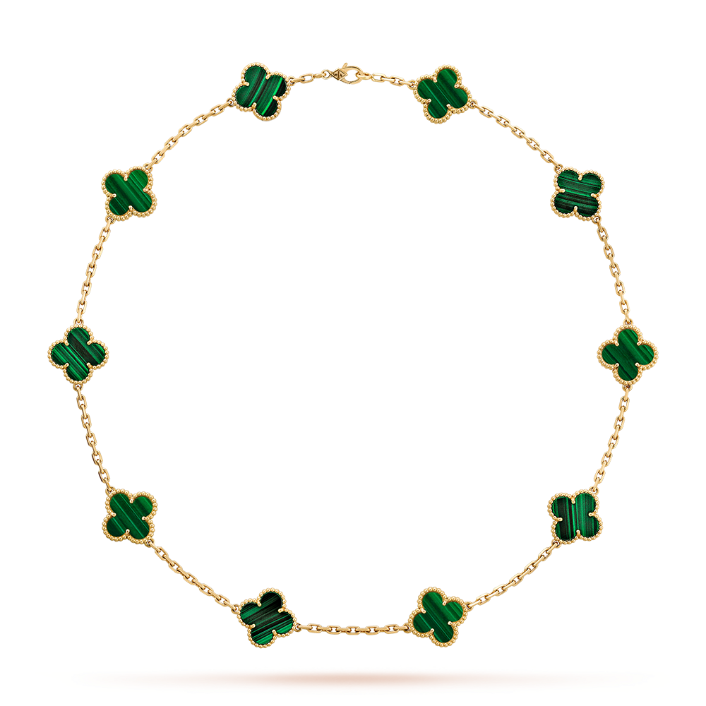 [Elowen jewelsry ]CLOVER 10 MOTIFS MALACHITE NECKLACE