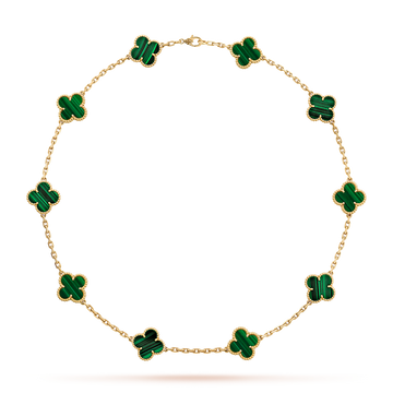 [Elowen jewelsry ]CLOVER 10 MOTIFS MALACHITE NECKLACE