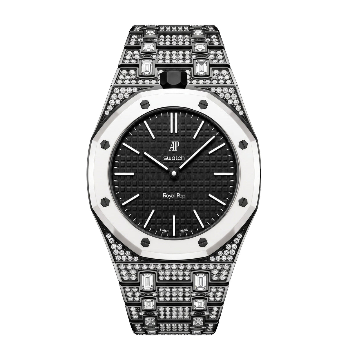Royal Oak Pop Exklusiv Gehäuse aus Biokeramik & Armband aus Biokeramik voll besetzt mit Diamanten