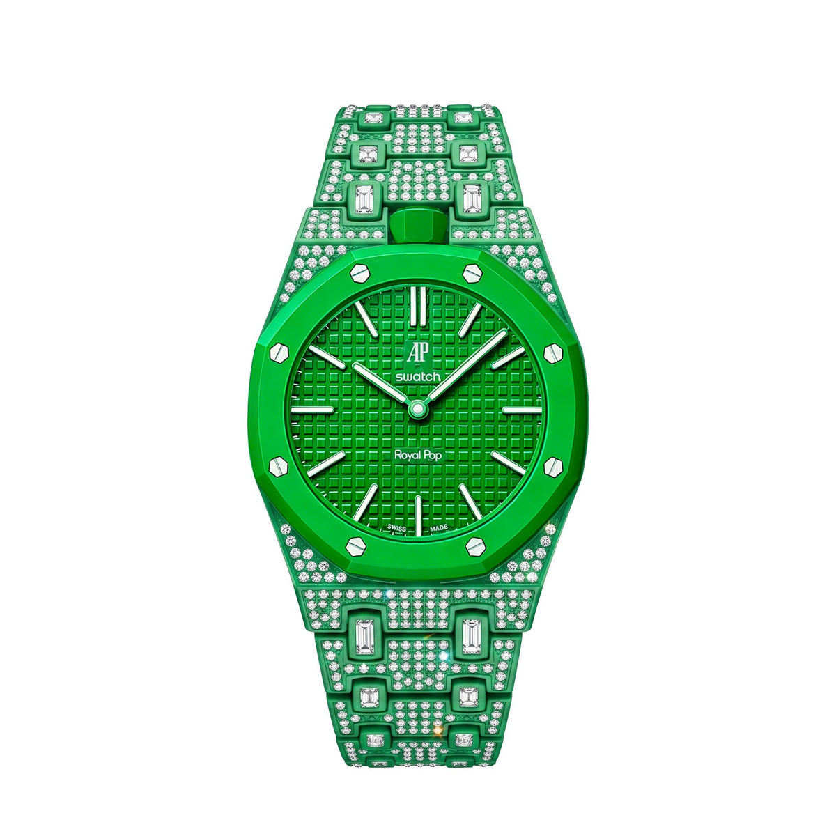 Royal Oak Pop Exklusiv Gehäuse aus Biokeramik & Armband aus Biokeramik voll besetzt mit Diamanten