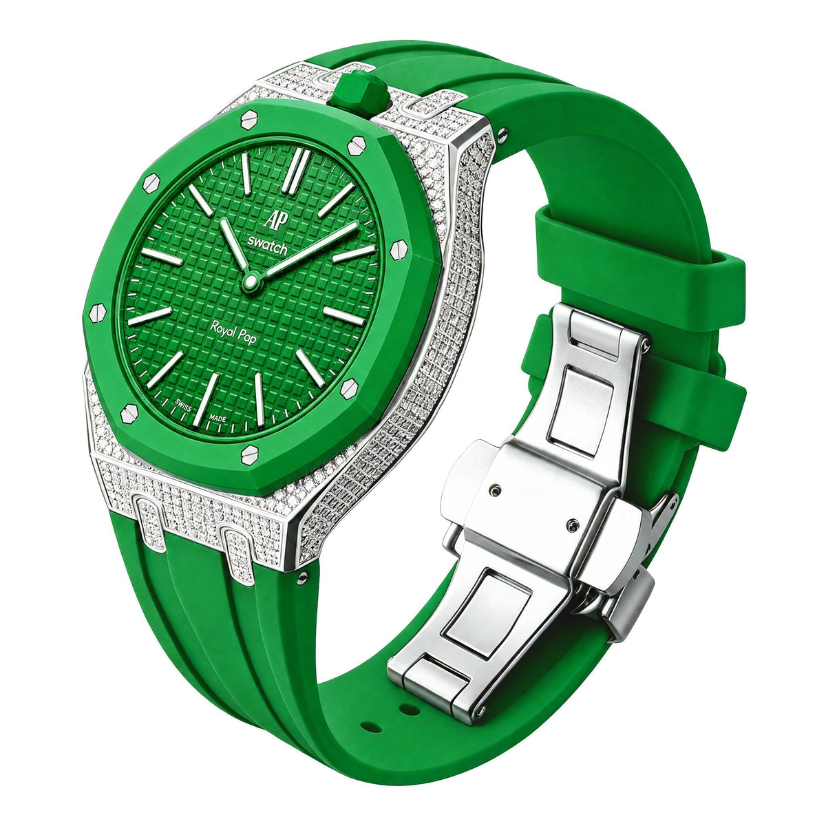 Royal Oak Pop Exklusiv-Stahlgehäuse mit Diamanten (Moissanit) & Silikonarmband