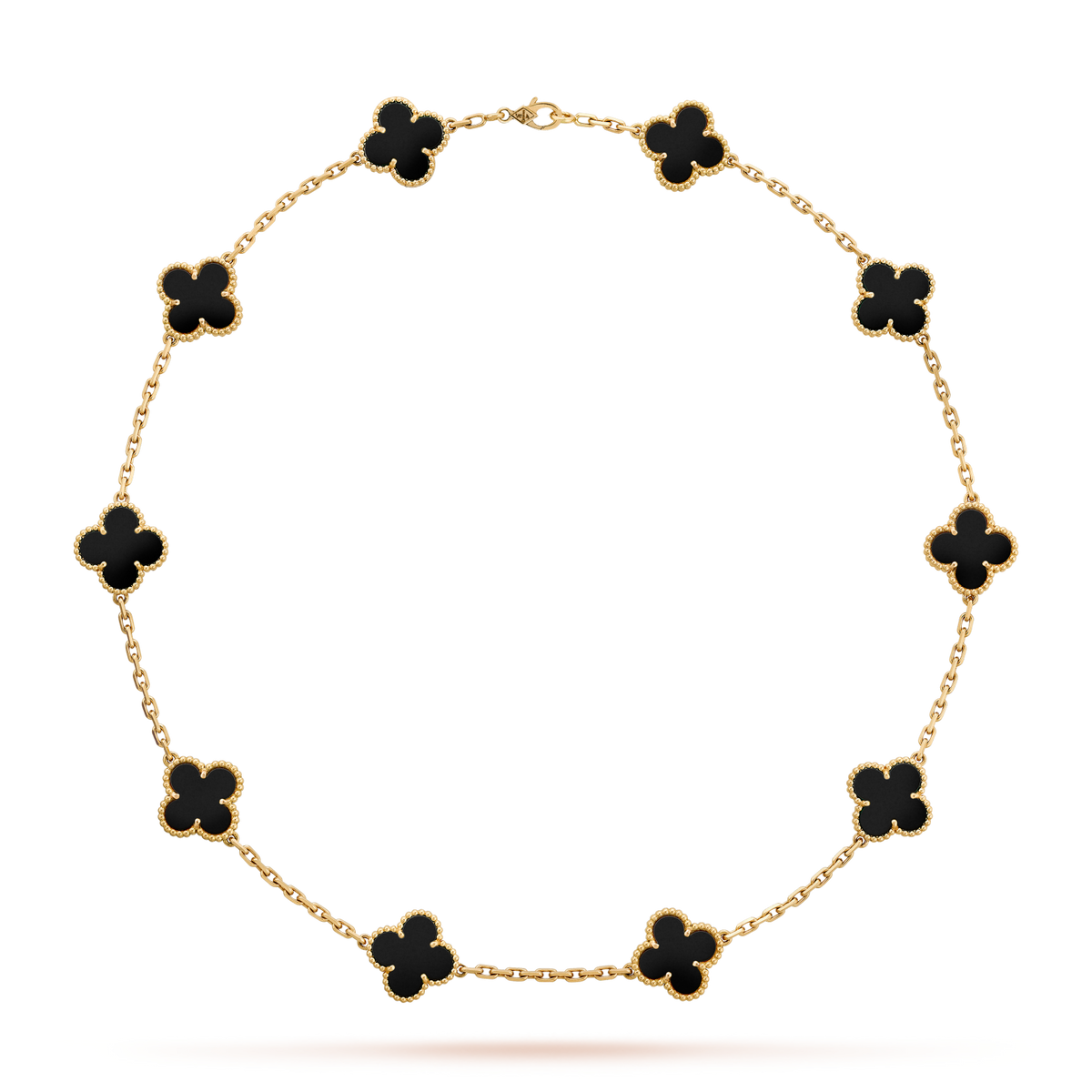 [Elowen jewelsry ]CLOVER HALSKETTE MIT 10 ONYX-MOTIVEN