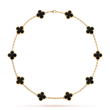[Elowen jewelsry ]CLOVER HALSKETTE MIT 10 ONYX-MOTIVEN
