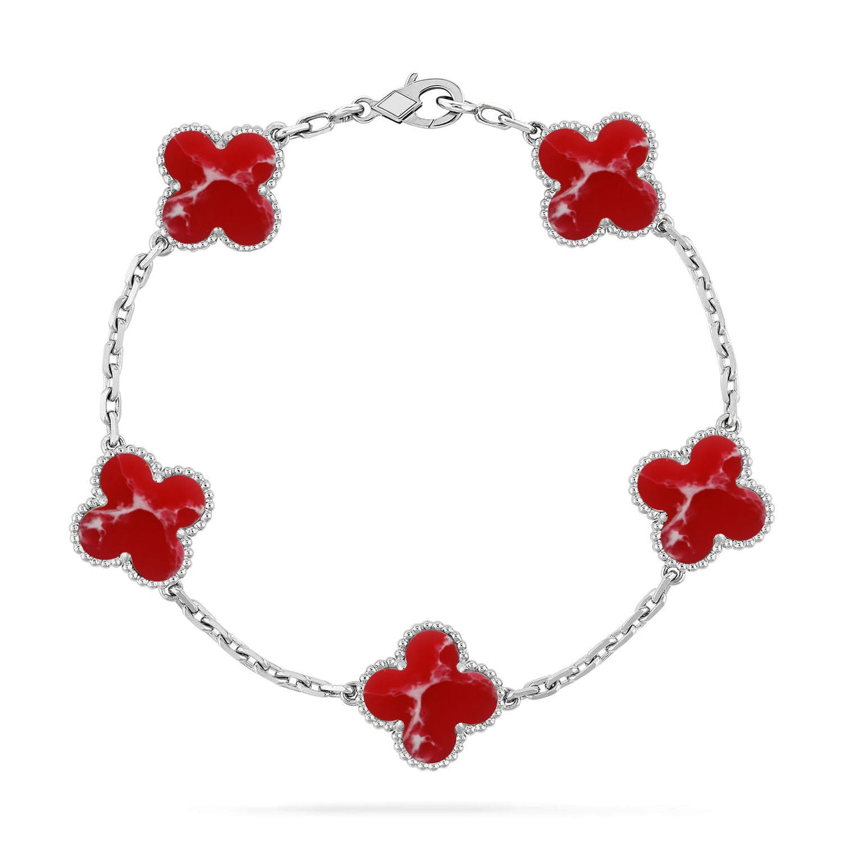 [Elowen jewelry] クローバー 5モチーフ レッドパターン ブレスレットコレクション