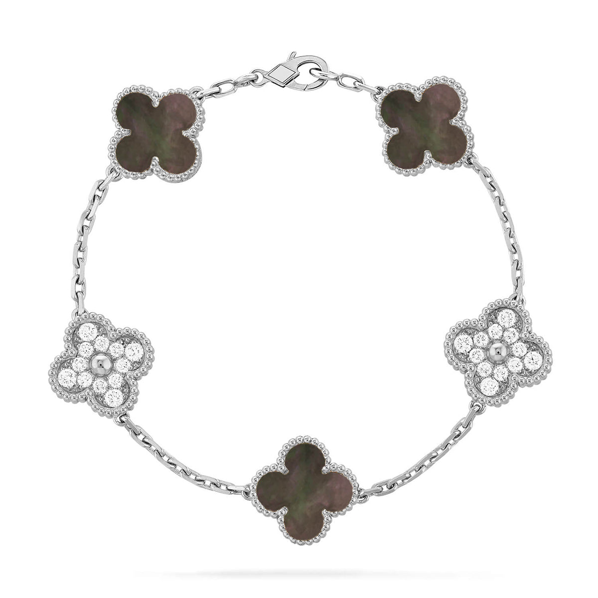 [Elowen jewelry] クローバー 5モチーフ グレーマザーオブパール ブレスレットコレクション