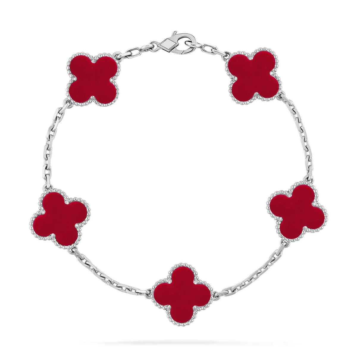 [Elowen jewelsry ] CLOVER 5 MOTIF RED CORNELIAN BRACELET COLLECTION