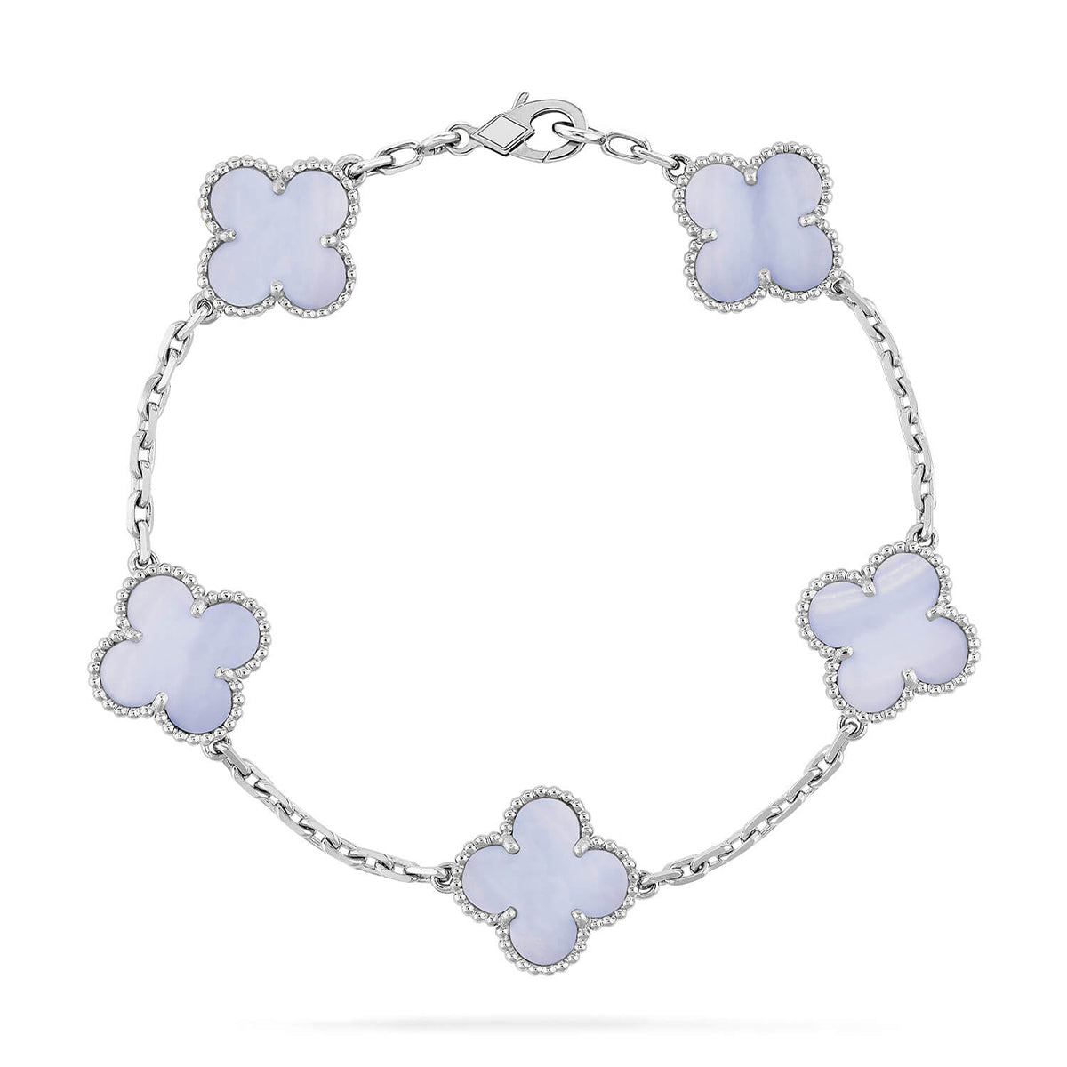 {
  "Elowen jewelsry": "Elowen ジュエリー",
  "CLOVER 5 MOTIF PURPLE CHALCEDONY BRACELET COLLECTION": "クローバー 5モチーフ パープルカルセドニー ブレスレットコレクション"
}