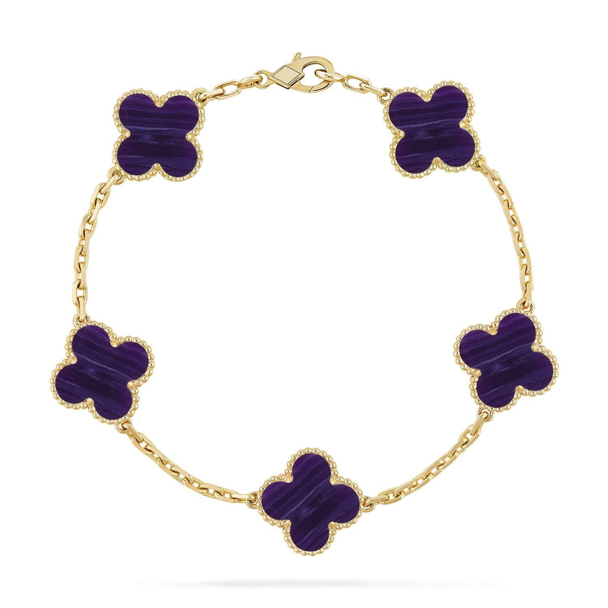 [Elowen Schmuck] CLOVER 5 MOTIF ARMBAND KOLLEKTION LILA STREIFEN