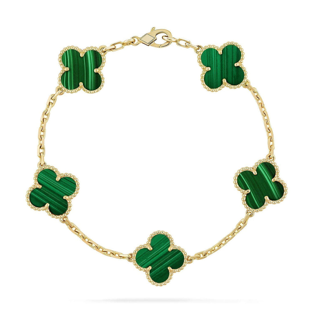 [Elowen jewelry] クローバー 5モチーフ マラカイト ブレスレット コレクション