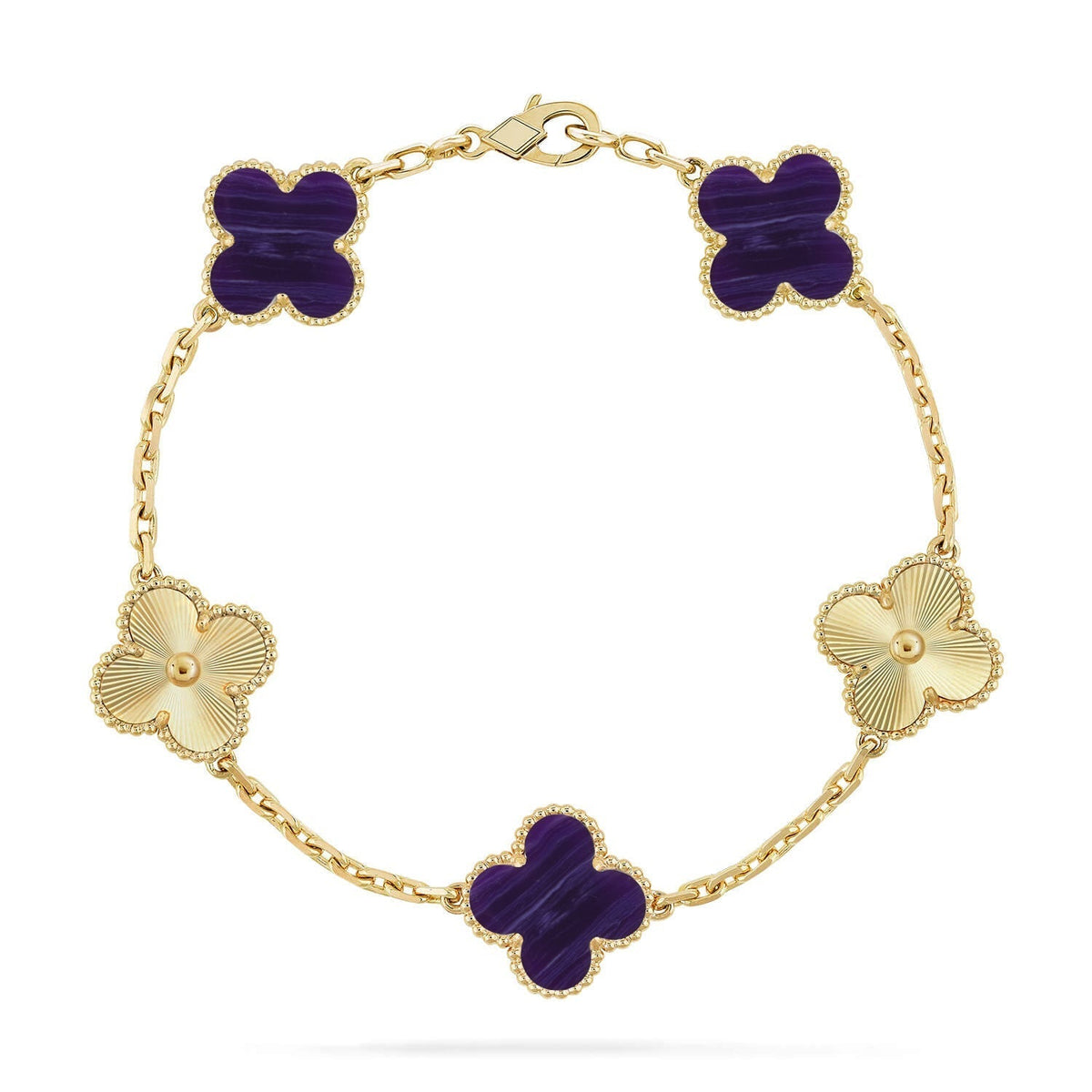 [Elowen Schmuck] CLOVER 5 MOTIF ARMBAND KOLLEKTION LILA STREIFEN