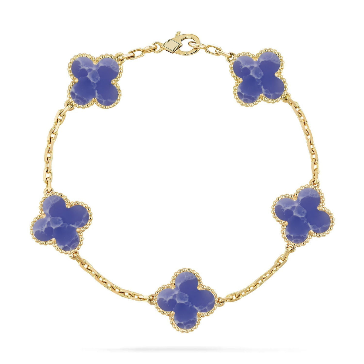 {
  "Elowen jewelsry": "Elowen Schmuck",
  "CLOVER 5 MOTIF BLUE VEINS BRACELET COLLECTION": "KLEEBLATT 5-MOTIV ARMBAND-KOLLEKTION MIT BLAUEN ADERN"
}