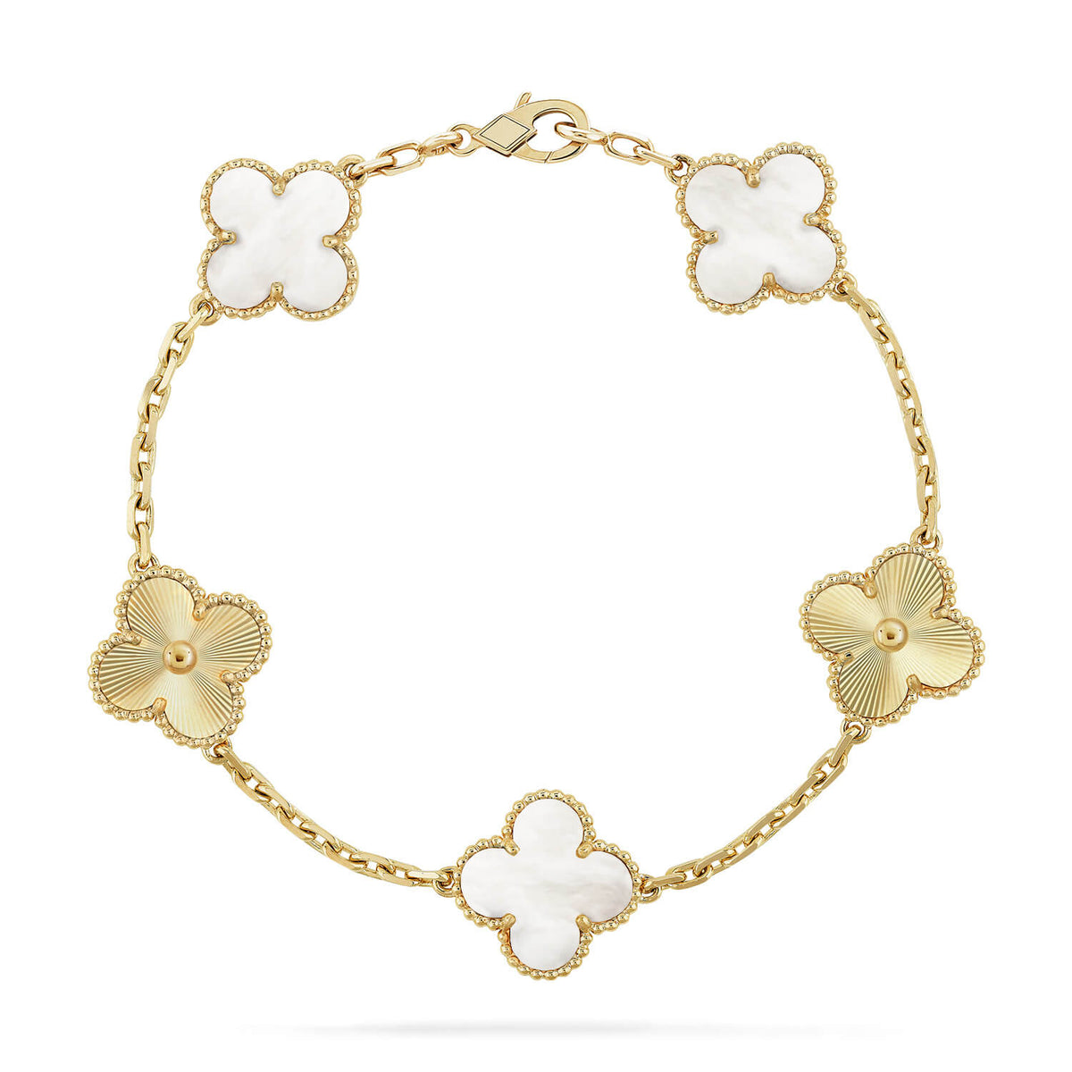 {
  "Elowen jewelsry": "Elowen Schmuck",
  "CLOVER WHITE PEARL MOP 5 MOTIF BRACELET COLLECTION": "KLEEBLATT WEISSE PERLMUTT 5-MOTIV ARMBAND KOLLEKTION"
}