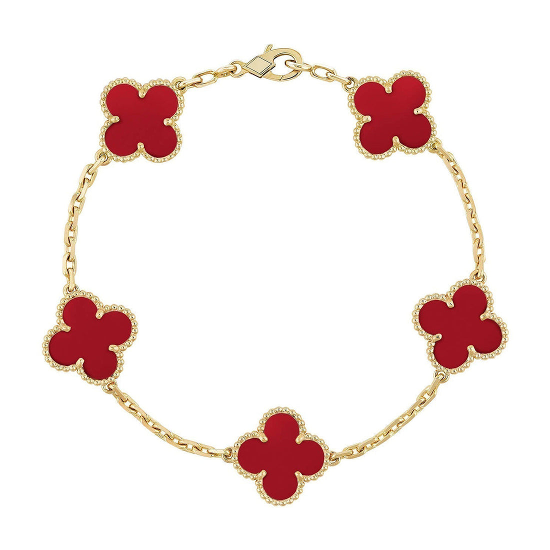 [Elowen jewelry] クローバー 5モチーフ レッドカーネリアン ブレスレットコレクション