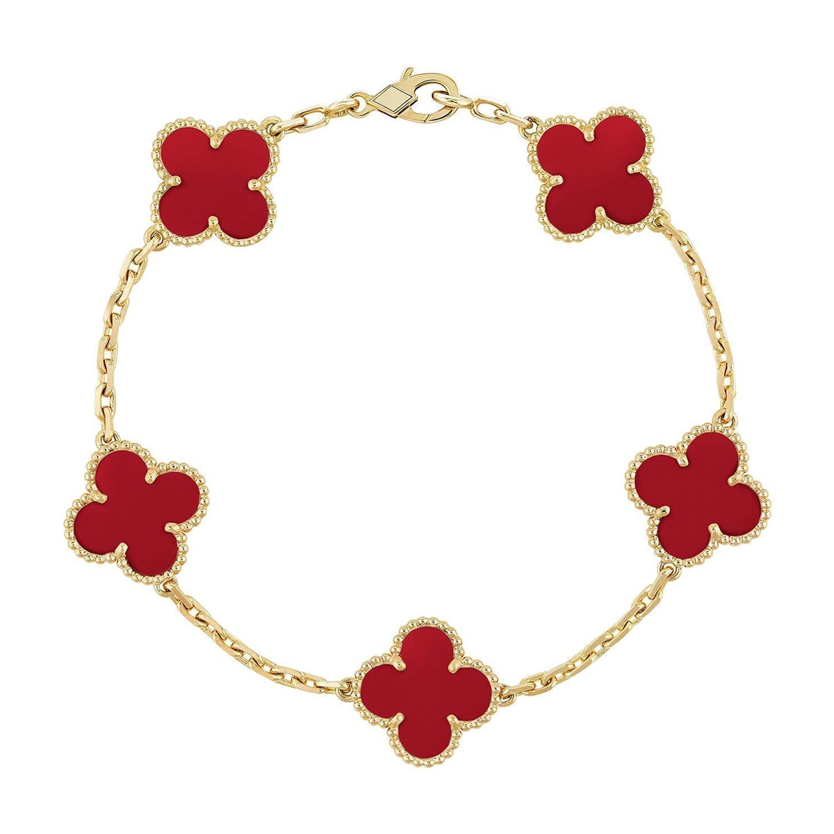 [Elowen jewelsry ] CLOVER 5 MOTIF RED CORNELIAN BRACELET COLLECTION