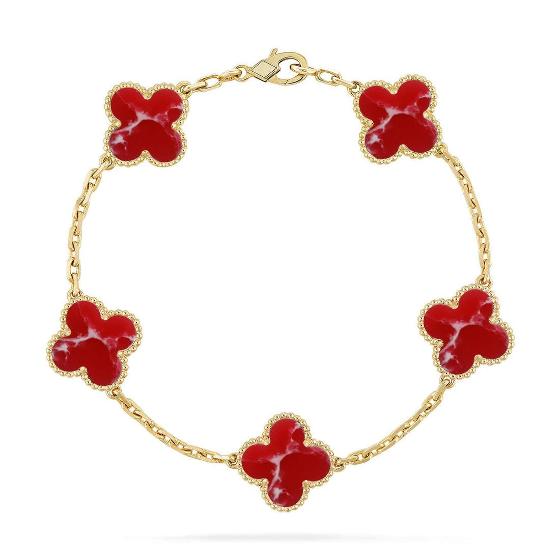 [Elowen jewelry] クローバー 5モチーフ レッドパターン ブレスレットコレクション