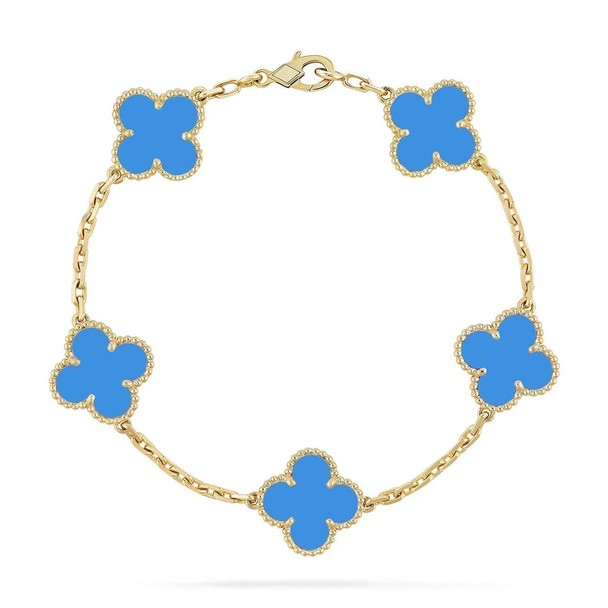 [Elowen Schmuck] CLOVER 5-MOTIV ARMBAND KOLLEKTION AUS BLAUEM ACHAT
