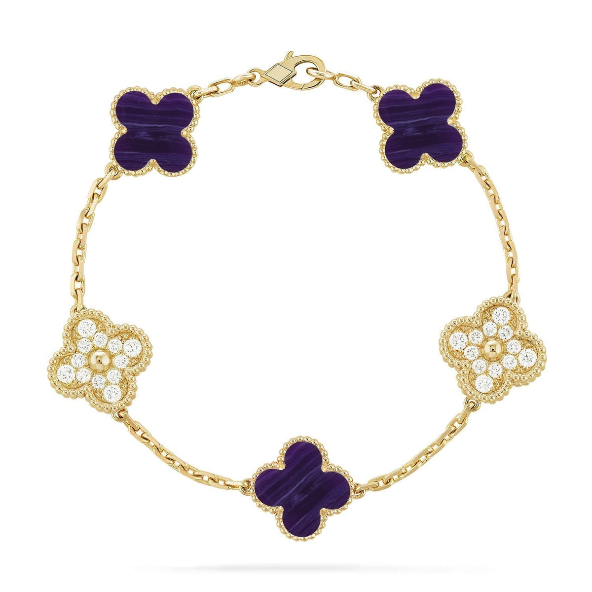 [Elowen Schmuck] CLOVER 5 MOTIF ARMBAND KOLLEKTION LILA STREIFEN