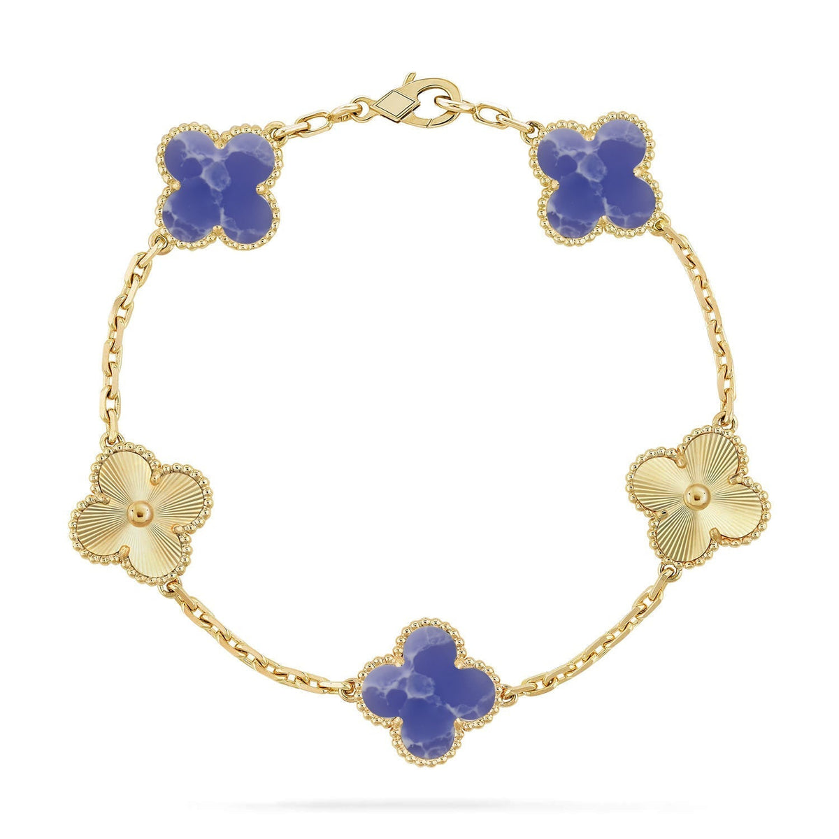 {
  "Elowen jewelsry": "Elowen Schmuck",
  "CLOVER 5 MOTIF BLUE VEINS BRACELET COLLECTION": "KLEEBLATT 5-MOTIV ARMBAND-KOLLEKTION MIT BLAUEN ADERN"
}