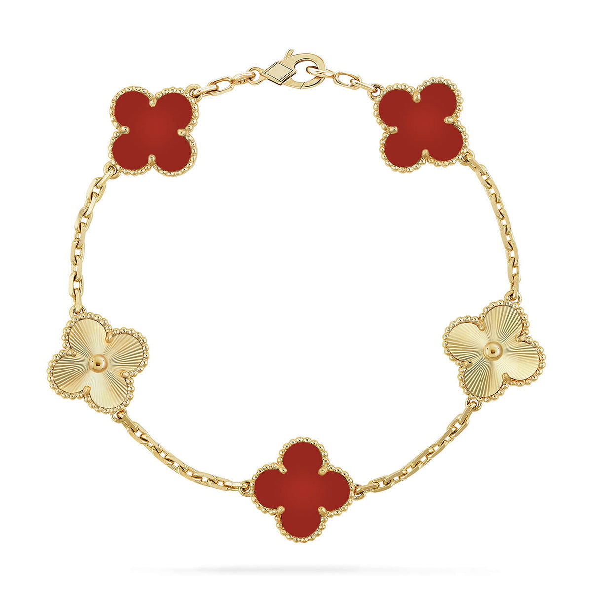 [Elowen jewelsry ] CLOVER 5 MOTIF RED CORNELIAN BRACELET COLLECTION