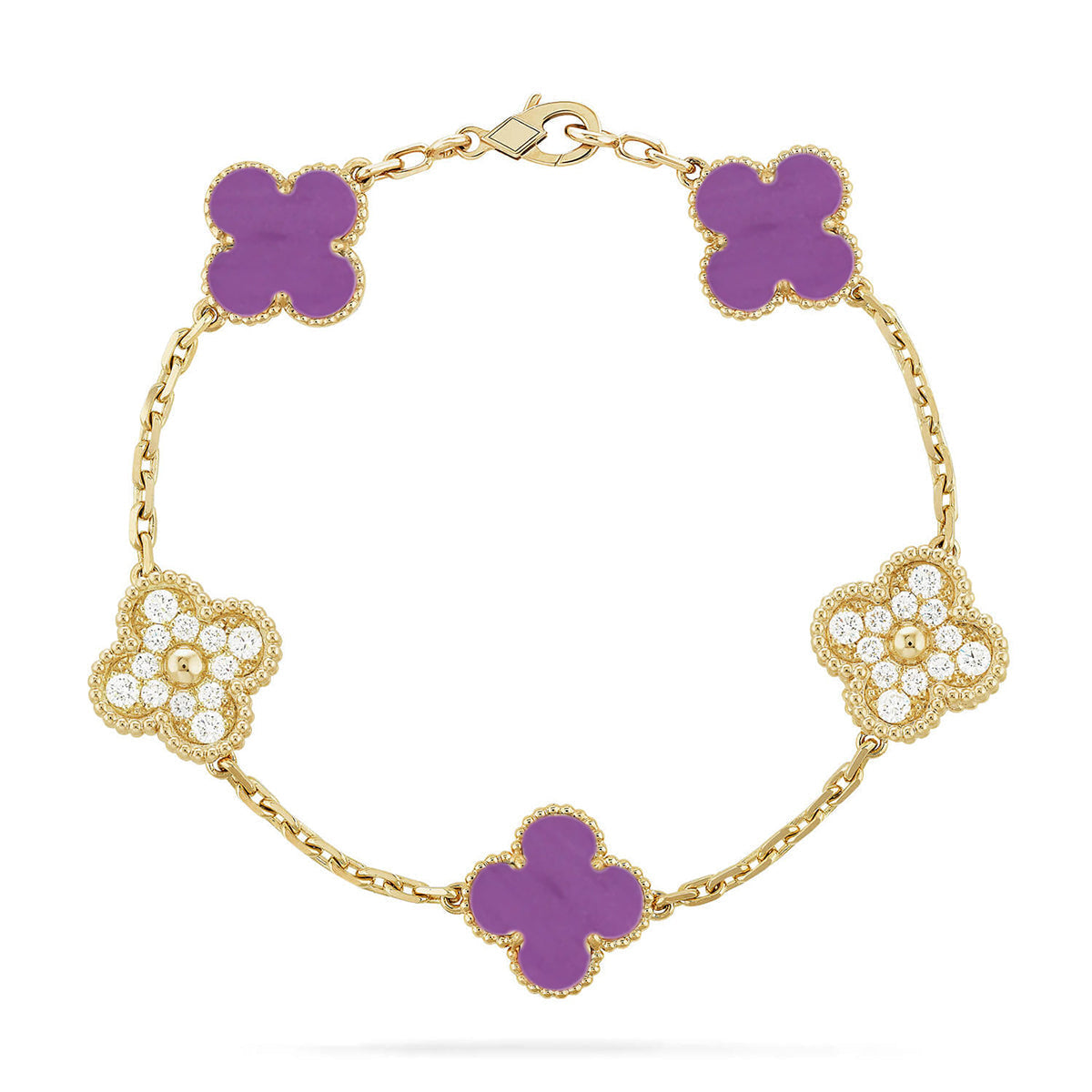[Elowen jewelsry ] CLOVER 5 MOTIF VIOLET BRACELET COLLECTION